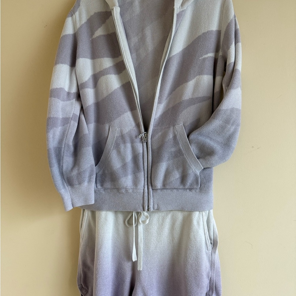 Barefoot Dreams CozyChic Ultra Lite Ocean Reef ombré Zip Hoodie set. Large